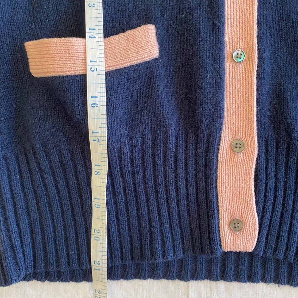 J Crew Blue & Pink Button Up Wool V Neck Sweater Size Small - Picture 3 of 5